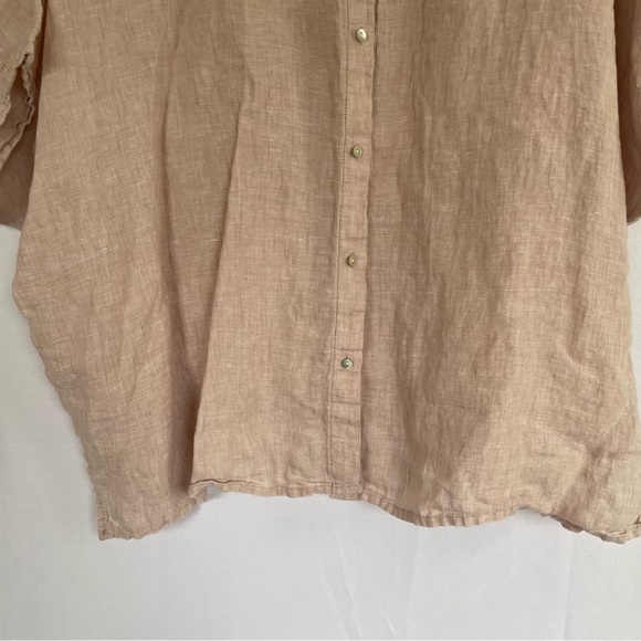 100% linen boxy short sleeve top dolman sleeve linen t-shirt size L Tahari - Picture 5 of 7